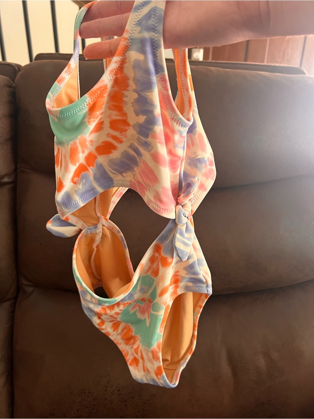 Crew Cut Size 3 Toddler Tie-Dye Cutout One-Piece Swimsuit Pastel - Picture 4 of 6